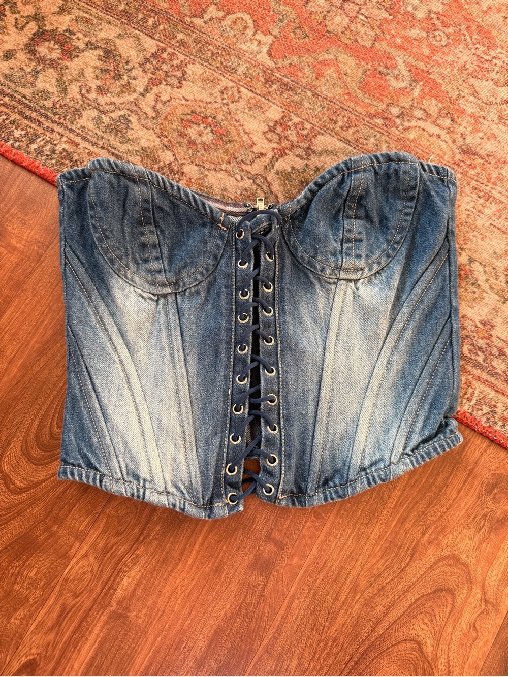 Outcast Denim Lace-Up Corset Top